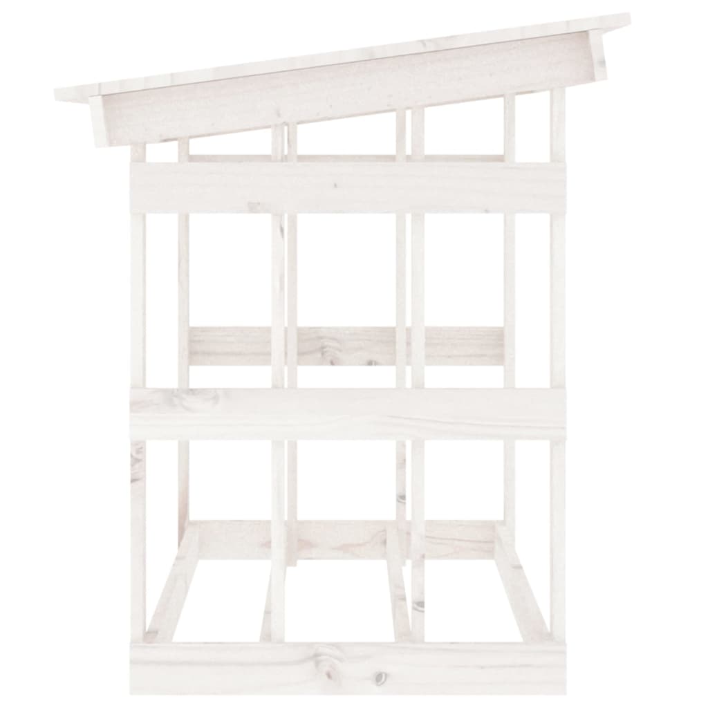 Portalegna-Scaffale per Legna Bianco 108x64,5x77 cm in Legno Massello di Pino