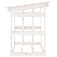 Portalegna-Scaffale per Legna Bianco 108x64,5x77 cm in Legno Massello di Pino
