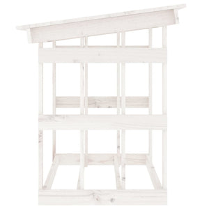 Portalegna-Scaffale per Legna Bianco 108x64,5x77 cm in Legno Massello di Pino