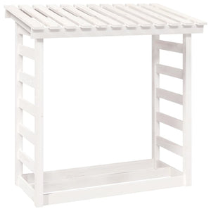 Portalegna-Scaffale per Legna Bianco 108x64,5x110 cm in Legno Massello di Pino
