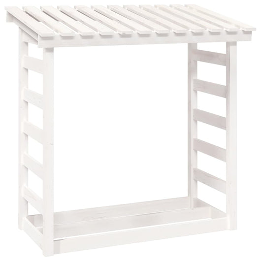 Portalegna-Scaffale per Legna Bianco 108x64,5x110 cm in Legno Massello di Pino