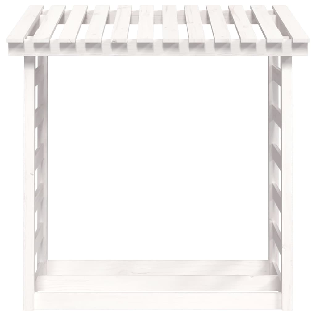 Portalegna-Scaffale per Legna Bianco 108x64,5x110 cm in Legno Massello di Pino