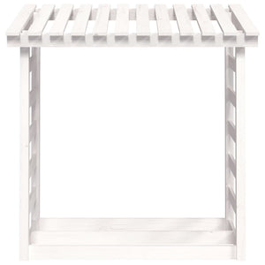 Portalegna-Scaffale per Legna Bianco 108x64,5x110 cm in Legno Massello di Pino