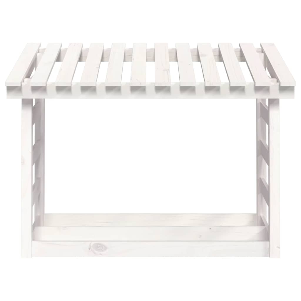 Portalegna Bianco 108x64,5x78 cm in Legno Massello di Pino 822443