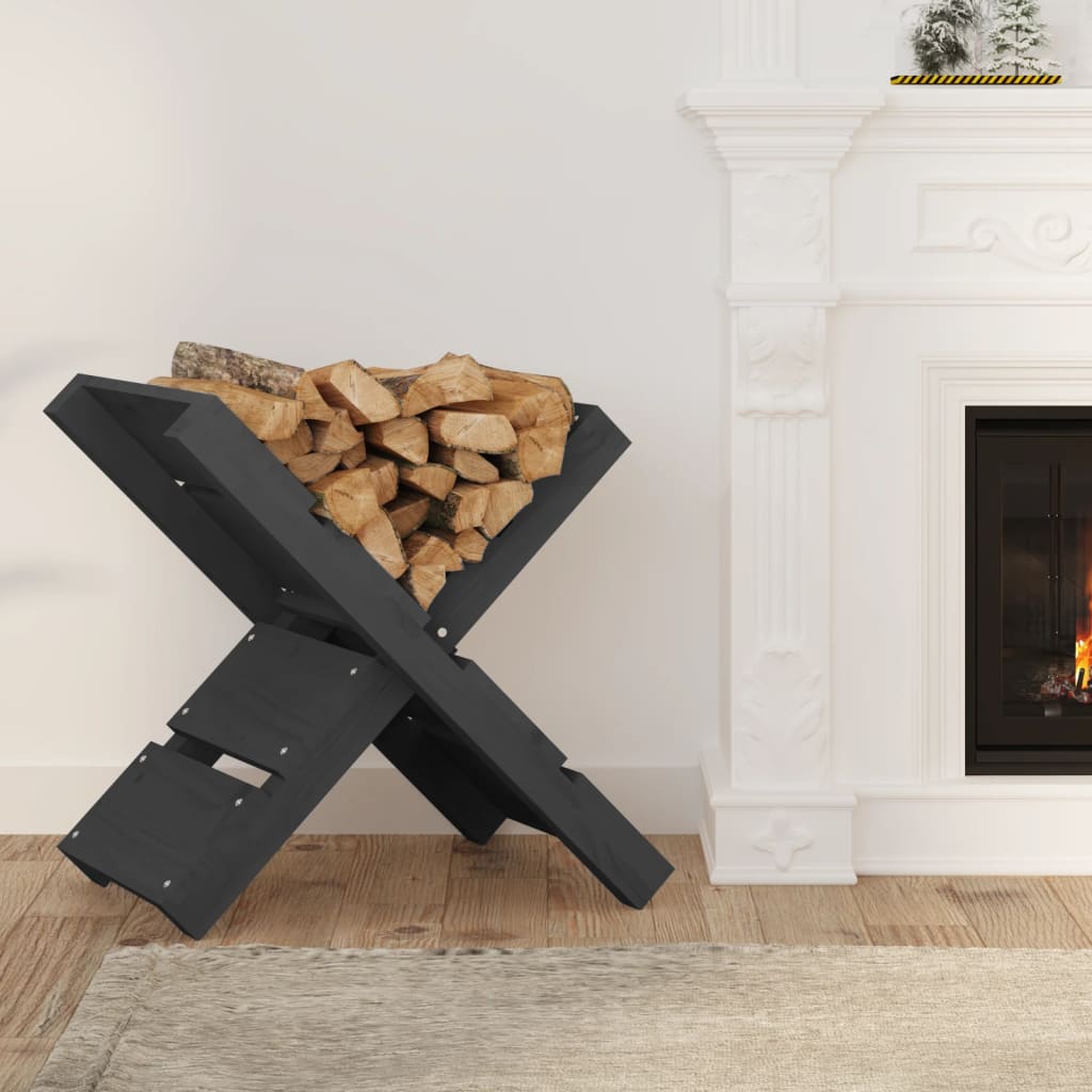 Portaceppi Grigio 47x39,5x48 cm in Legno Massello di Pino cod mxl 60621