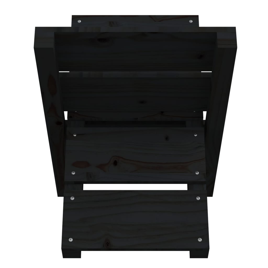 Portaceppi Nero 47x39,5x48 cm in Legno Massello di Pino 822451