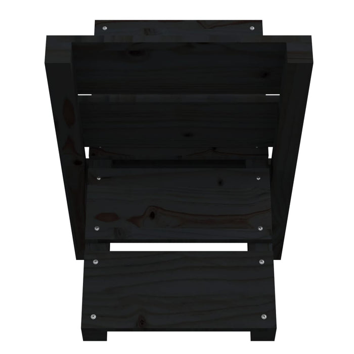 Portaceppi Nero 47x39,5x48 cm in Legno Massello di Pino 822451