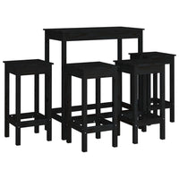 Set da Bar 5 pz Nero in Legno Massello di Pino cod mxl 14382