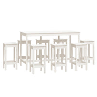 Set da Bar 9 pz Bianco in Legno Massello di Pino 3124718