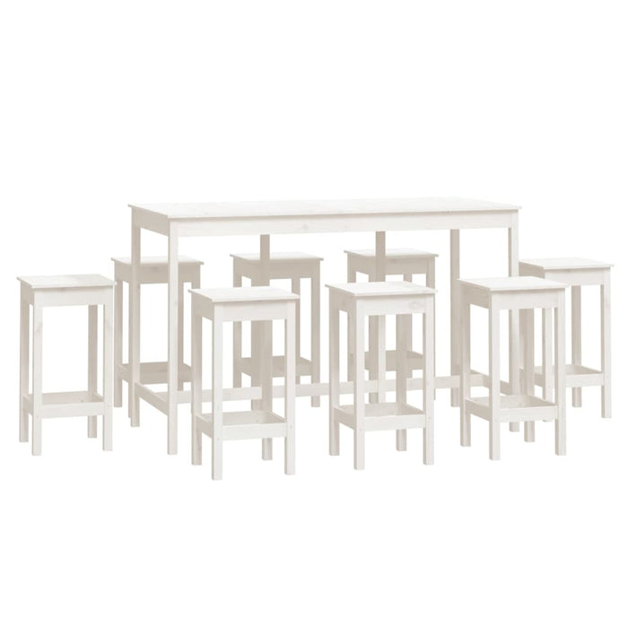 Set da Bar 9 pz Bianco in Legno Massello di Pino 3124718
