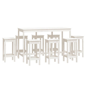 Set da Bar 9 pz Bianco in Legno Massello di Pino 3124718