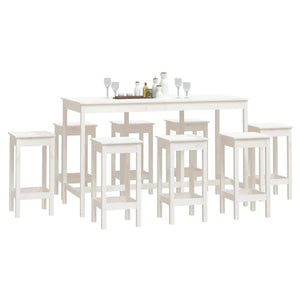 Set da Bar 9 pz Bianco in Legno Massello di Pino 3124718