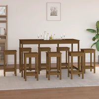 Set da Bar 9 pz ambra in Legno Massello di Pino 3124720