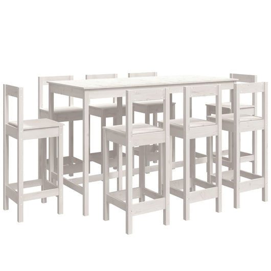 Set da Bar 9 pz Bianco in Legno Massello di Pino 3124723