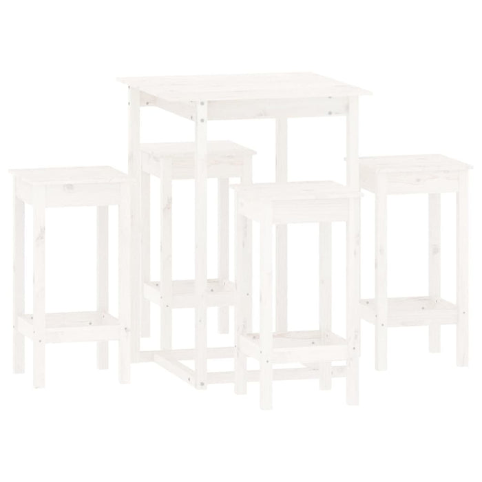 Set da Bar 5 pz Bianco in Legno Massello di Pino cod mxl 14284