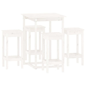Set da Bar 5 pz Bianco in Legno Massello di Pino 3124738