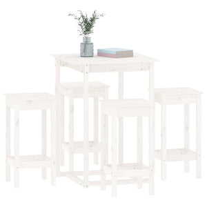 Set da Bar 5 pz Bianco in Legno Massello di Pino 3124738