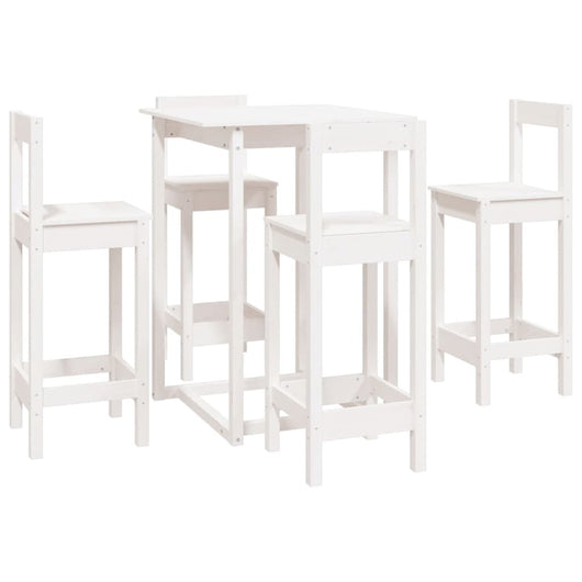 Set da Bar 5 pz Bianco in Legno Massello di Pino 3124743