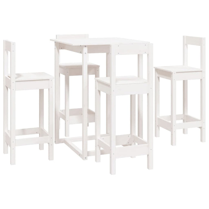 Set da Bar 5 pz Bianco in Legno Massello di Pino 3124743