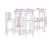Set da Bar 5 pz Bianco in Legno Massello di Pino 3124743
