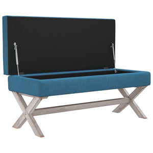 Sgabello Portaoggetti Blu 110x45x49 cm in Velluto cod mxl 50224