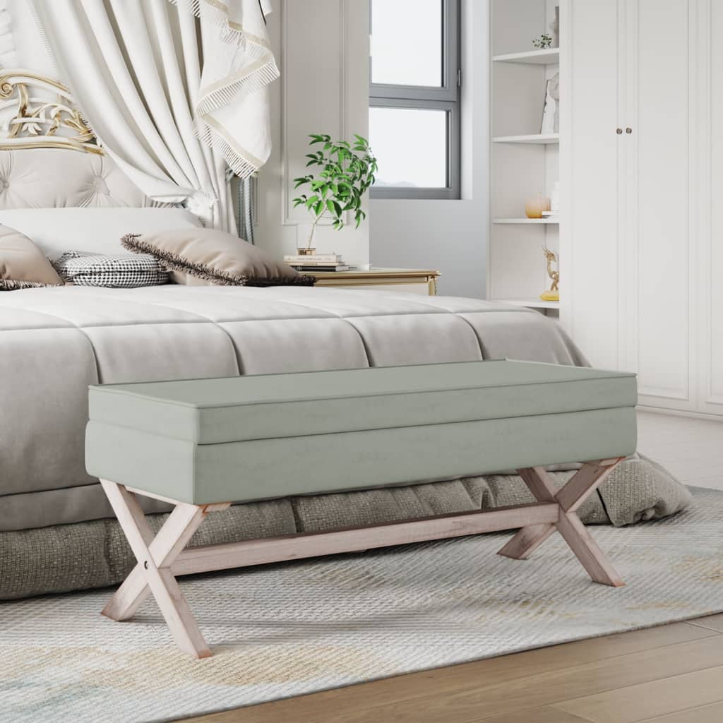 Sgabello Portaoggetti Grigio chiaro 110x45x49 cm in Velluto cod mxl 50177