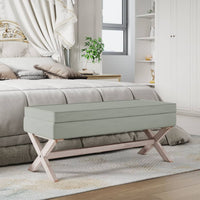 Sgabello Portaoggetti Grigio chiaro 110x45x49 cm in Velluto cod mxl 50177