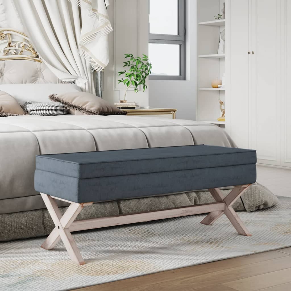 Sgabello Portaoggetti Grigio Scuro 110x45x49 cm in Velluto 344526