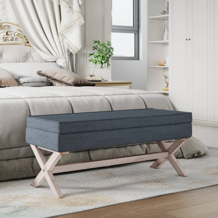 Sgabello Portaoggetti Grigio Scuro 110x45x49 cm in Velluto 344526