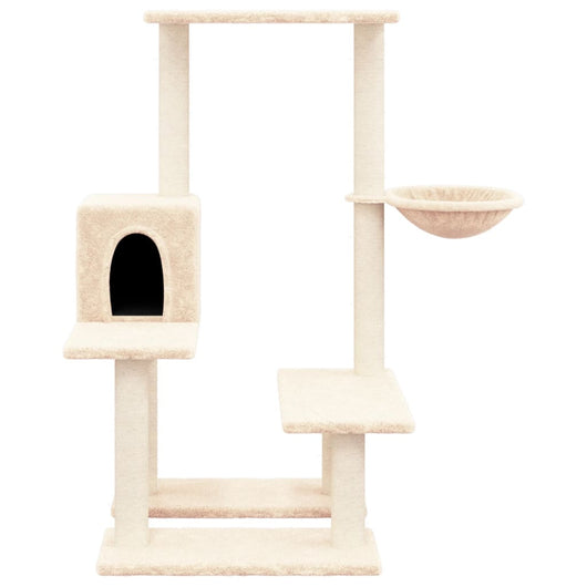 Tiragraffi per gatti Mobili per arrampicata su torre Tiragraffi piattaforma da arrampicata con tiragraffi in sisal 94,5 cm crema 02_0022534