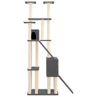 Albero per Gatti con Tiragraffi in Sisal Grigio Scuro 190 cm cod mxl 15180