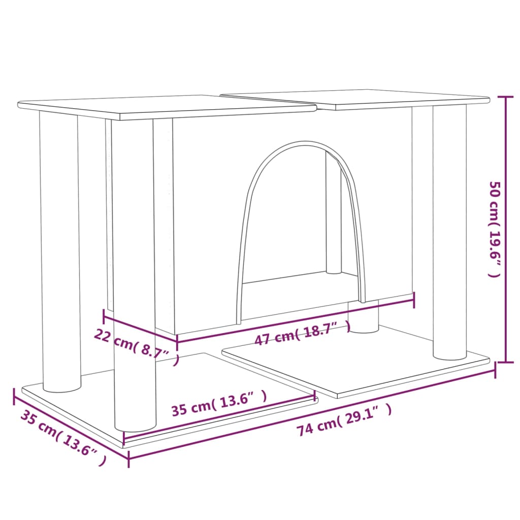 Albero per Gatti con Tiragraffi in Sisal Grigio Chiaro 50 cm cod mxl 9781