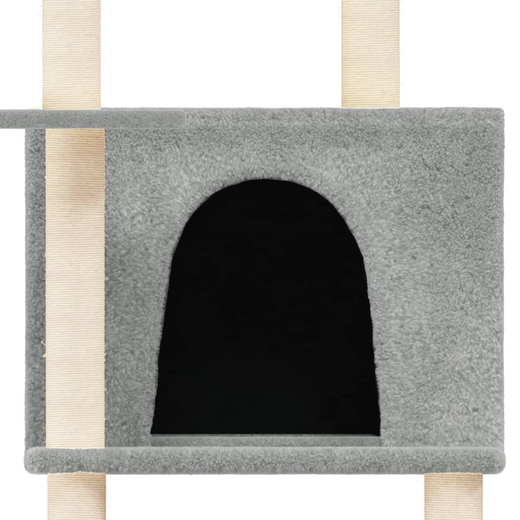 Albero per Gatti con Tiragraffi in Sisal Grigio Chiaro 166 cm 171682