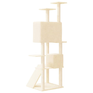 Albero per Gatti con Tiragraffi in Sisal Crema 153 cm 171693