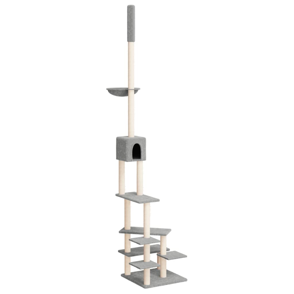 Albero per Gatti Pavimento Soffitto Grigio Chiaro 268,5-294,5cm 171715