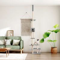 Albero per Gatti Pavimento Soffitto Grigio Chiaro 268,5-294,5cm 171715