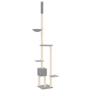Albero per Gatti Pavimento Soffitto Grigio Chiaro 258,5-284,5cm 171718
