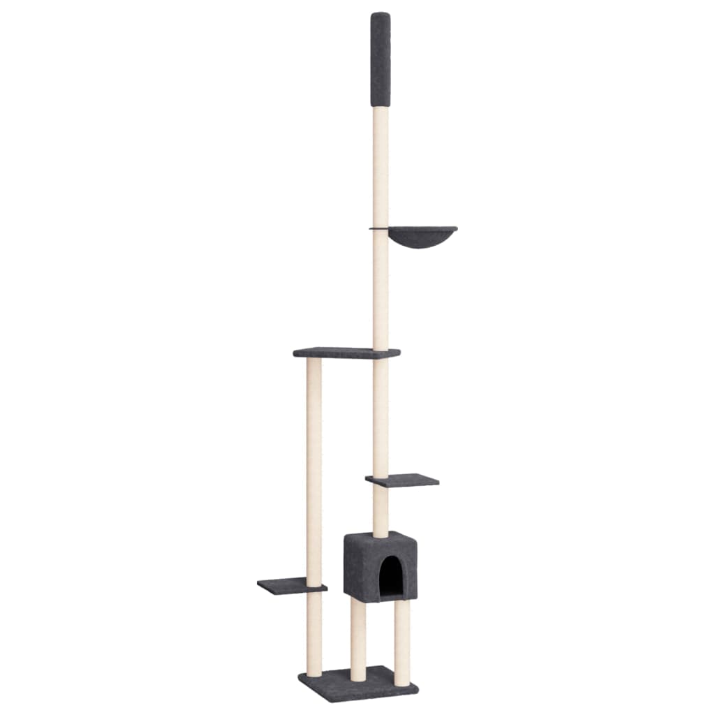 Albero per Gatti Pavimento Soffitto Grigio Scuro 258,5-284,5 cm 171719