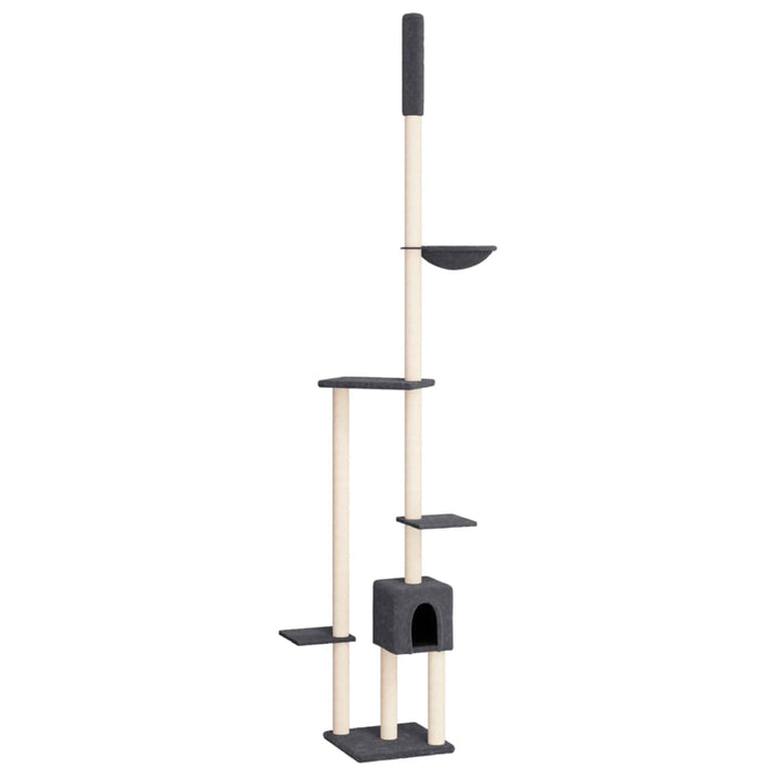 Albero per Gatti Pavimento Soffitto Grigio Scuro 258,5-284,5 cm 171719