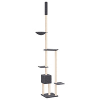 Albero per Gatti Pavimento Soffitto Grigio Scuro 258,5-284,5 cm 171719