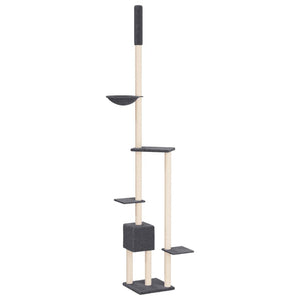 Albero per Gatti Pavimento Soffitto Grigio Scuro 258,5-284,5 cm 171719
