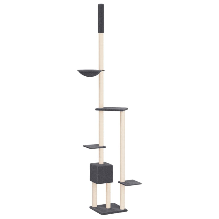 Albero per Gatti Pavimento Soffitto Grigio Scuro 258,5-284,5 cm 171719