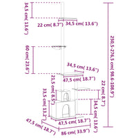 Albero per Gatti da Pavimento a Soffitto Crema 250,5-276,5 cm 171720