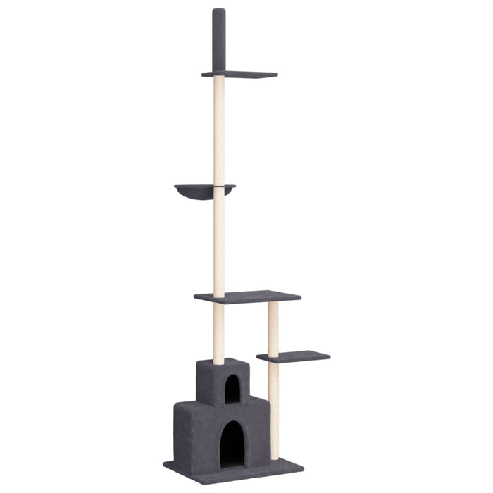 Albero per Gatti Pavimento Soffitto Grigio Scuro 250,5-276,5 cm 171722