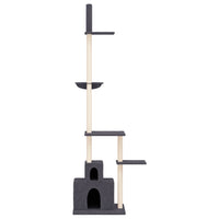 Albero per Gatti Pavimento Soffitto Grigio Scuro 250,5-276,5 cm 171722