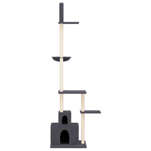 Albero per Gatti Pavimento Soffitto Grigio Scuro 250,5-276,5 cm 171722