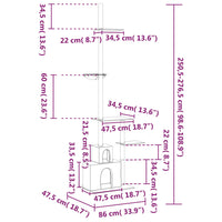 Albero per Gatti Pavimento Soffitto Grigio Scuro 250,5-276,5 cm 171722
