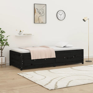Dormeuse Nera 75x190cm Small Single Legno Massello di Pino 821603