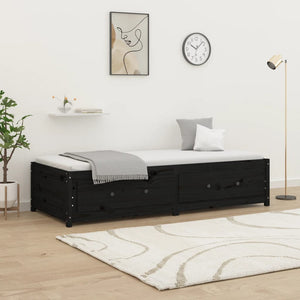 Dormeuse Nera 75x190cm Small Single Legno Massello di Pino 821603