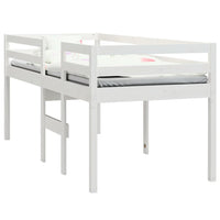 Letto a Soppalco Bianco 90x200 cm in Legno Massello di Pino 821605